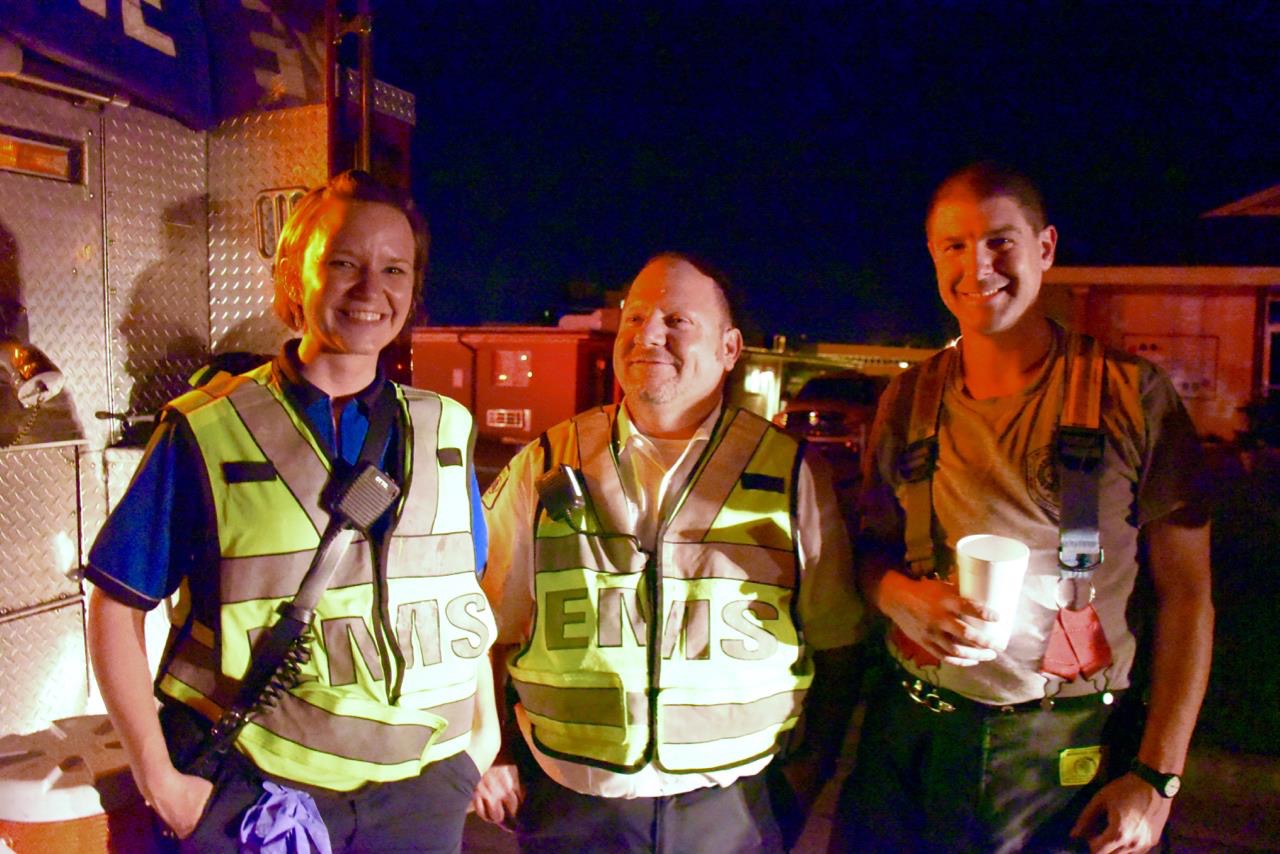 EMS Responders on Scene (R-L Paul, Sasha, and Womack)