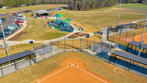 Ballfields and playground at Archer Lodge Town Park