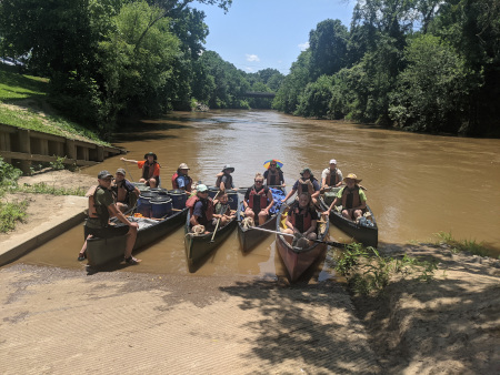 Members of Camp Duncan for Girls sending off from the Smithfield Boat Ramp