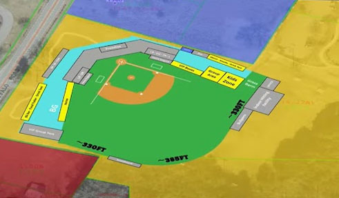 Aerial map of a baseball field